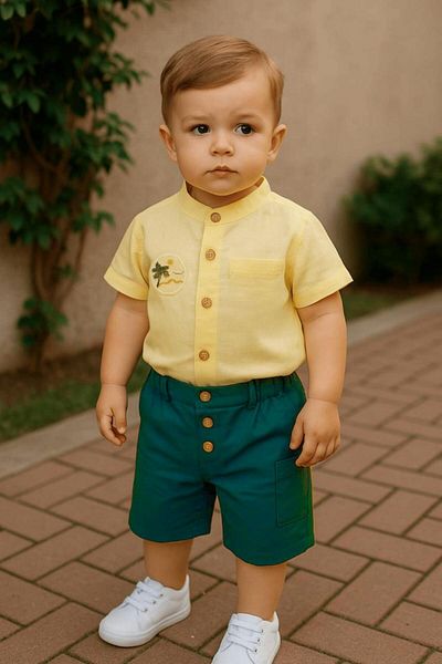 CEVVALMİNİMEN Poplin Shirt and Gabardine Shorts Double Set