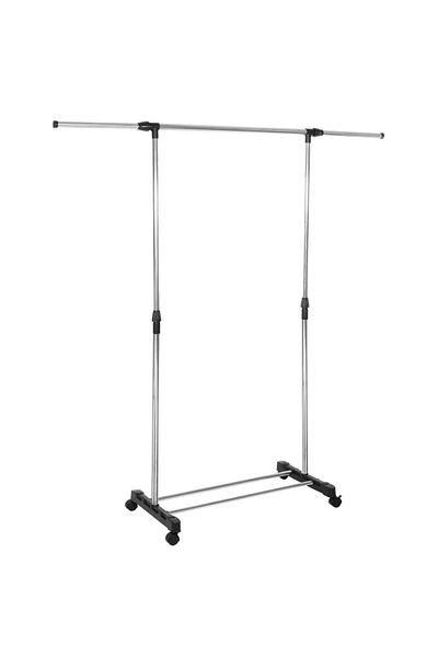 SERSIMO Clothes rack on wheels, adjustable in height and width, made of chromed aluminum, 160x45x150cm