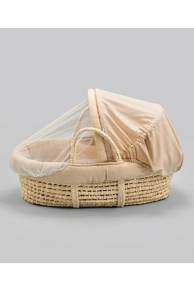 Bonfino Moses Basket without Stand and Mattress with Cover, 0 Months+ - Beige