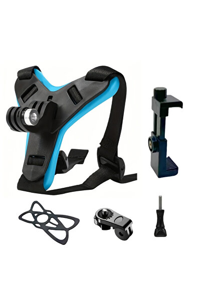 Choice حزام ذقن خوذة دراجة نارية أزرق 5 في 1 لكاميرا GoPro Hero 13 12 11 10 9...