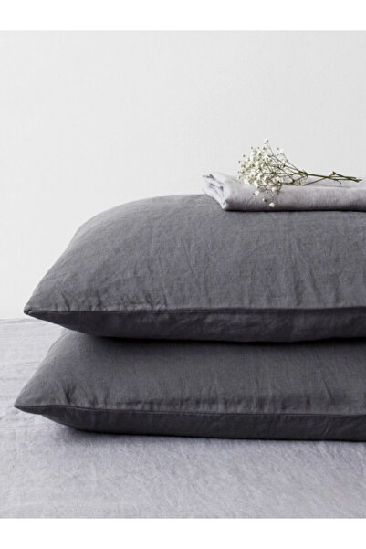 KÜTÜKhouse طقم غطاء وسادة رمادي غامق مكون من قطعتين مقاس 50 × 70 سم