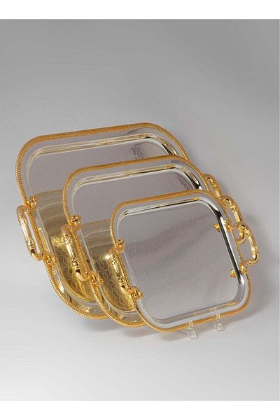 Bin Shihon 3-piece rectangular gold and silver tabsi set