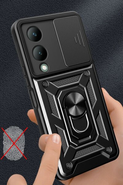 CepteToptan Myt09 Vivo Y17S Case Pars Silicone with Lens Ring - Navy Blue