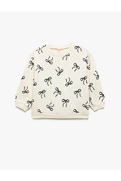 Koton Fiyonk Baskılı Uzun Kollu Bisiklet Yaka Pamuklu Sweatshirt