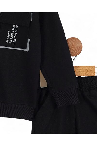 Egelite Boys' Seasonal Cargo Pocket Detailed Tracksuit, Back Printed Tracksuit Set for 2-10 Years