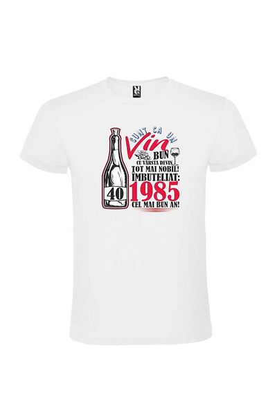 CRD PRINT Unisex T-shirt Personalized 'Sunt ca un vin bun 40 de ani', White, XXL, CRD PRINT