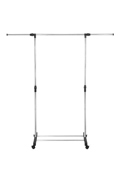 SERSIMO Clothes rack on wheels, adjustable in height and width, made of chromed aluminum, 160x45x150cm