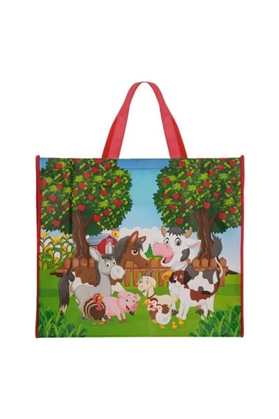 DAsiNU Reusable Bag with Animal Farm Pattern 50x15x43cm