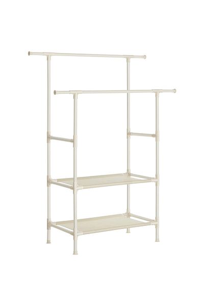 SONGMICS Clothes rack with double hanger bar, 2 shelves, load capacity 70 kg, 114x45x171cm, white