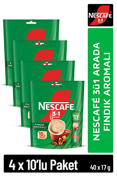 Nescafe 3ü1 Arada Fındık Aromalı Çözünebilir Kahve 17g 10'lu Paket 10X4