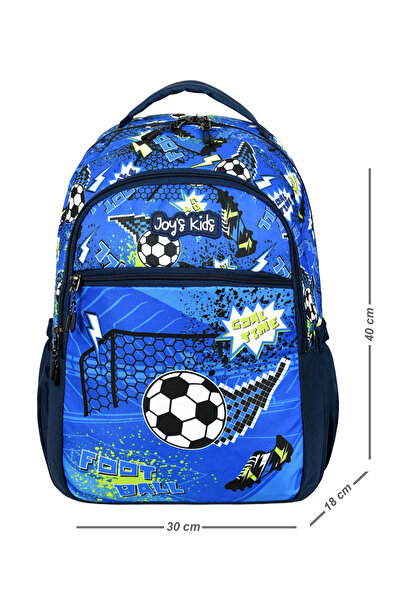 CAKARD Set de 3 genți de școală cu model de fotbal pentru copii Joy's (rucsac + cutie de prânz + husă pentru creion) - albastru