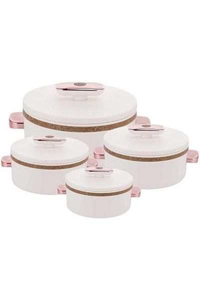 Nayasa Heat-resistant casserole set with stainless steel inner part, 4 pieces (500 ml, 1 liter, 1.5 liter,