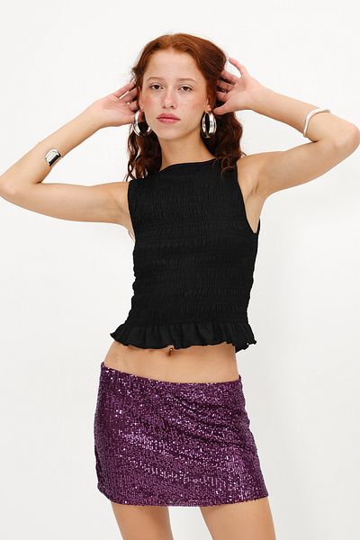 Addax Sleeveless Wrinkle Blouse A18224