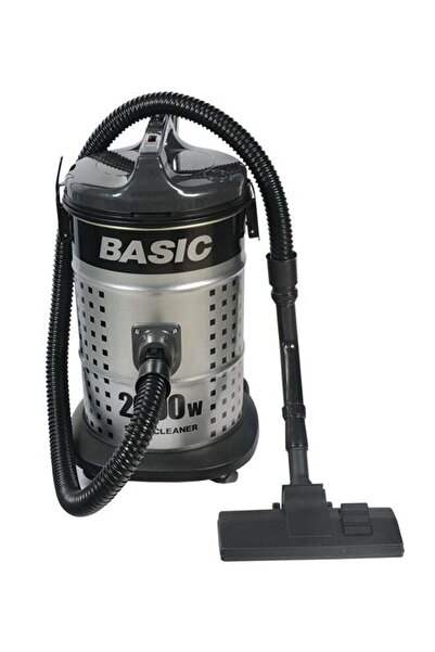 BASIC مكنسة كهربائية أسطوانية سعة 20 لترًا طراز BSC-2000 باللونين الأسود والفضي