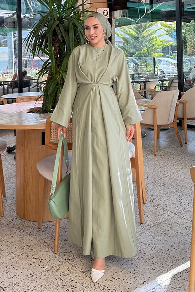Tesettür Diyarı Women's Waist Lace-Up Elf Dress