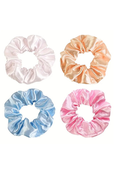 vikivin bebe مجموعة من 4 مشابك شعر سكرانشي من الساتان الملون