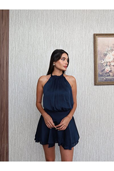 ESRAHELVACI Backless Skirt Flounce Mini Dress