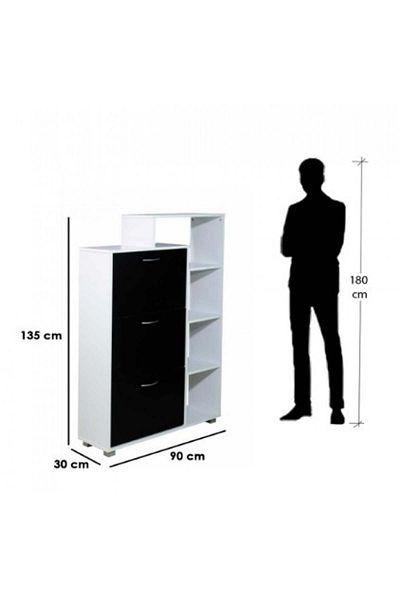 BAITY Two-Tier Malaysian Wood Shoe Cabinet with Side Shelves