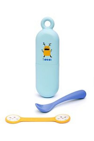 Suavinex Booo Set On the Go Holder Spoon & Bib Clip - Blue