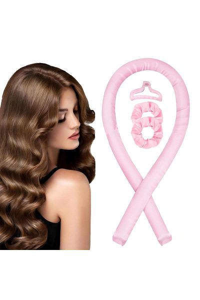 Generic Pink Chinese Simple Curling Iron, Sleeping Curl Foam Wave Curling Iron With Silk Hairband