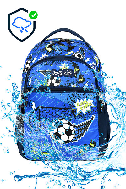 CAKARD Set de 3 genți de școală cu model de fotbal pentru copii Joy's (rucsac + cutie de prânz + husă pentru creion) - albastru