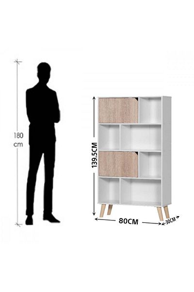 BAITY Multi-Use Cabinet with 4 Shelves Malaysian Wood White and Wooden