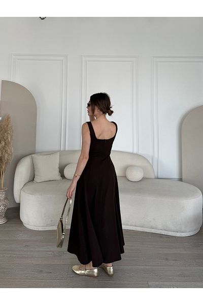 ForOus Square Necklace Midi Strap Pinterest Zipper Dress
