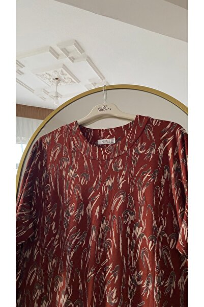 Nisan Kiremit Sim Detaylı Anne Elbisesi