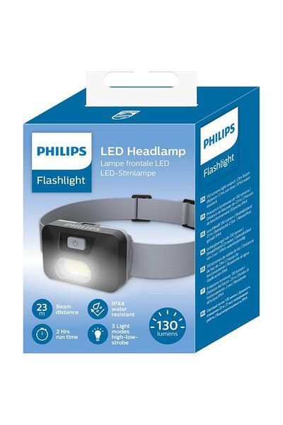 Philips Lanterna frontala LED SFL1000H/10, LED Spot + COB, 130 lm, 3 moduri de lumina, 23m, IPX4, ba