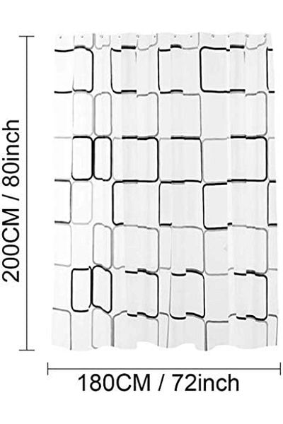 Jiffy Shower Curtain Waterproof Durable Mildew Stain Resistant Black and White Square Style for Bathroom 1