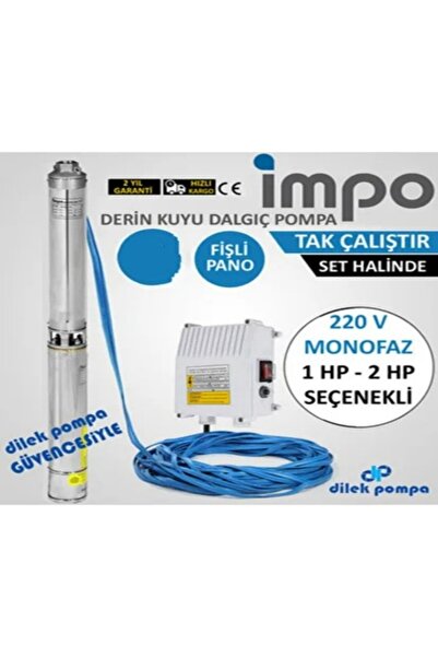 İmpo 4/18 Derin Kuyu Dalgıç Pompa 2 Hp 220v Dalgıç Motor Set 70 Metre Kablo Ve Pano Dahil