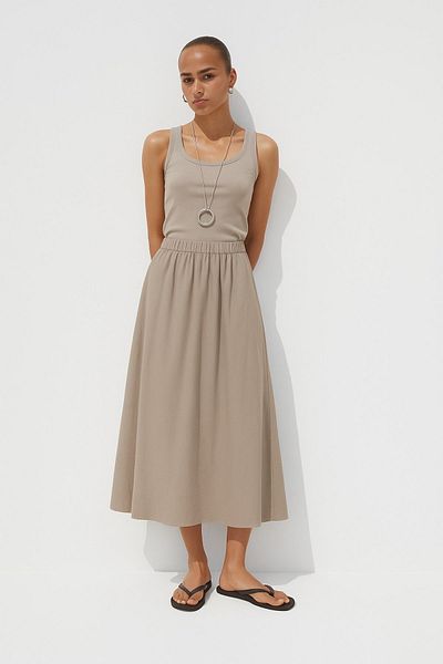 HAKKE Linen Look A-Line Skirt