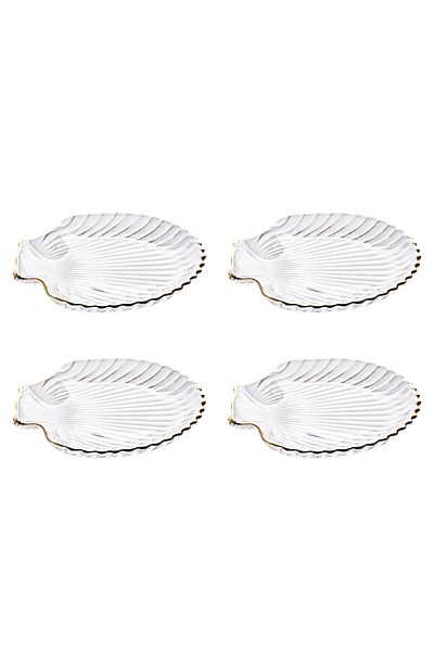 Shuer 4 Pieces Scallop Plate Depicting Phnom Penh Creative Modeling Glass Plate