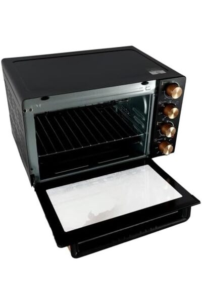 Afra Electric Oven Toaster, 80L, 2200w Convection Rotisserie & Oven Lamp, 4 Knobs Tray, Rack, Handle
