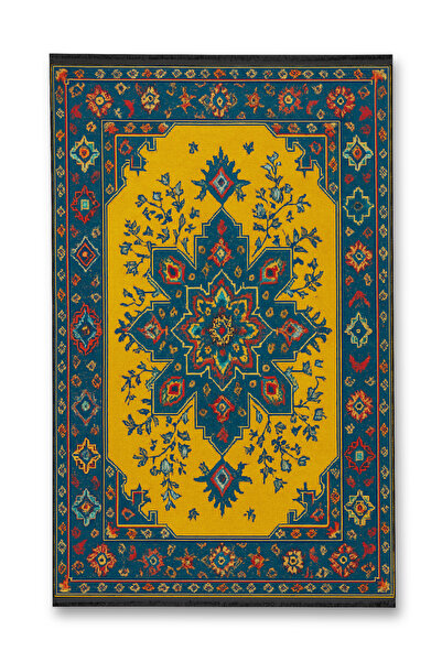 Rugs Modern Halı سجادة MOSSO ذات النمط التقليدي ذات اللون الأزرق وقاعدة منسوج...