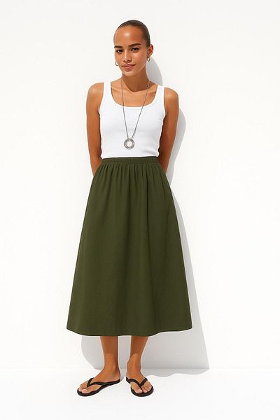 HAKKE Linen look bell skirt