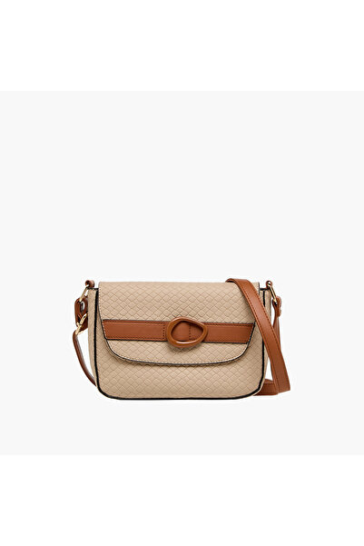 SASHA Textured Crossbody Bag with Adjustable Strap and Flap Closure