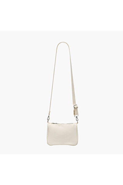 Mistotes Solid Crossbody Bag with Detachable Strap and Zip Closure