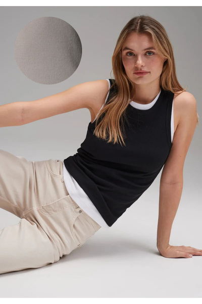 Maule 96% Compact Combed Cotton, Flexible Fabric Sleeveless Crew Neck Long Length Women's Tank Top