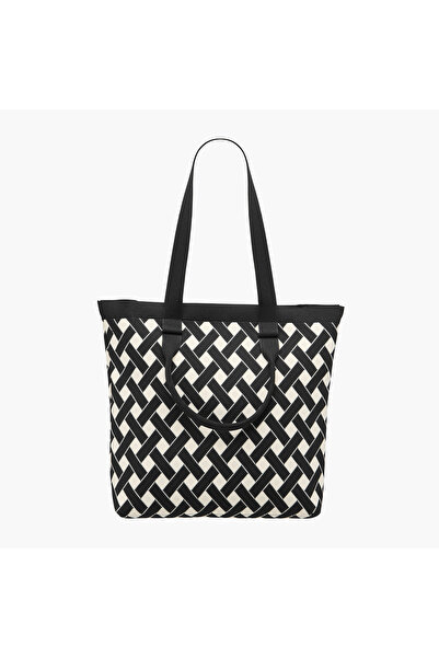 Mistotes Striped Tote Bag with Double Handle and Button Closure