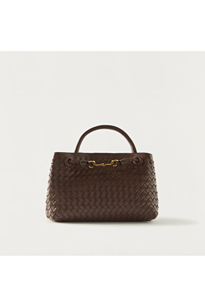 SASHA حقيبة توت منسوجة بسحاب ومقبض مزدوج