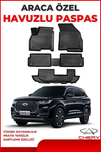 ko kaliteoto Chery Tiggo 8 7 Kişilik 2025 Model Araca Özel Siyah Paspas Takımı
