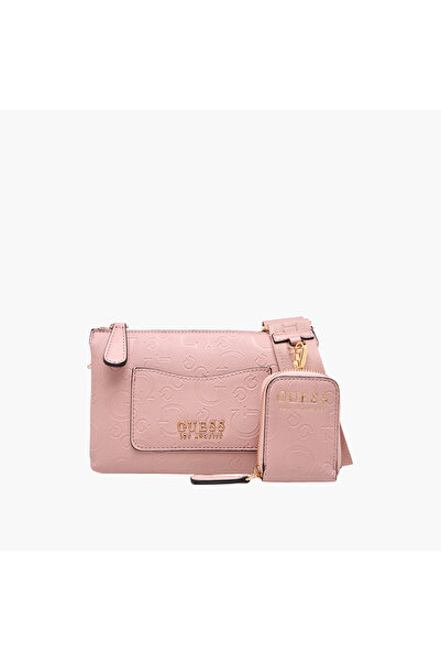 Guess Niko Monogram Embossed Crossbody Bag with Card and Pouch Set
