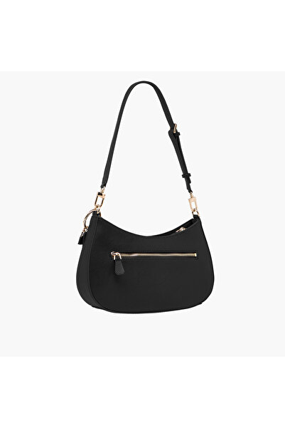 Guess Monogram Print Shoulder Bag with Detachable Strap and Zip Closure