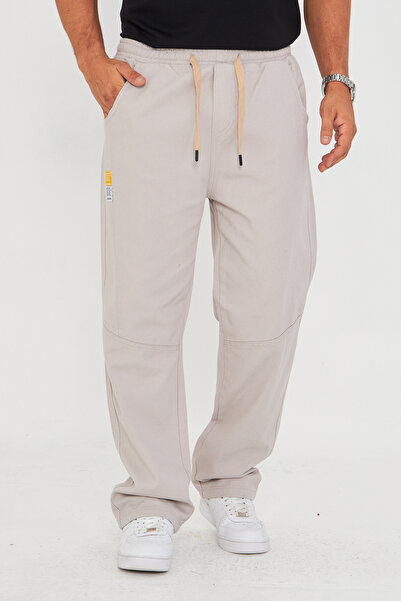 masso moda Чоловічі баггі штани з фрагментарним візерунком і бічною етикеткою з габардину 721