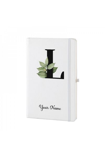 Dekormarket Personalized White Notebook with Initial “L”
