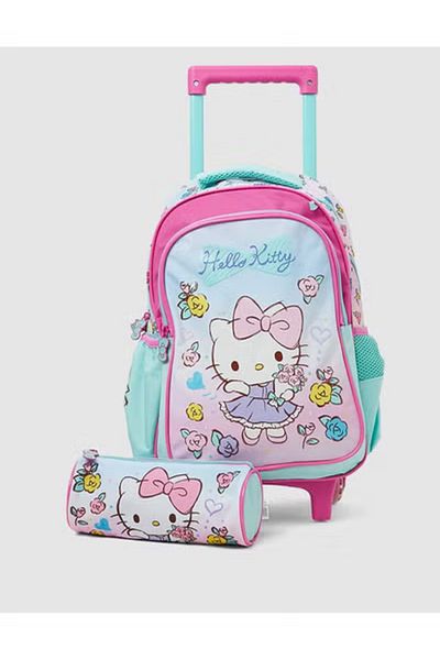 Hello Kitty school backpack with pencil case on wheels size 15 inches