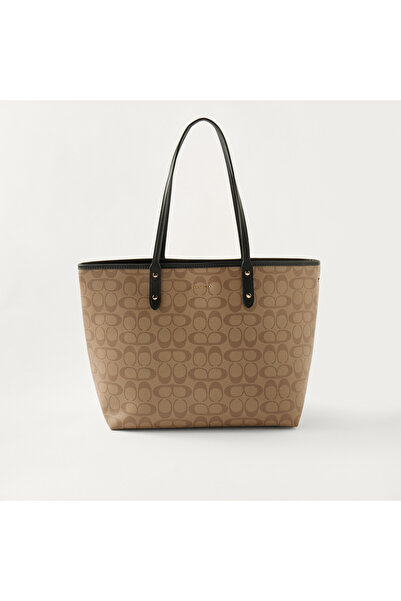 Chrisbella حقيبة حمل بطبعة مونوغرام شاملة مع سحاب للإغلاق