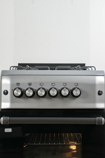 GL GENERAL 50x55cm Gas Cooking Range, 4 Burners Wide Pan Support, Auto Burn, Total Safety Matt Silver