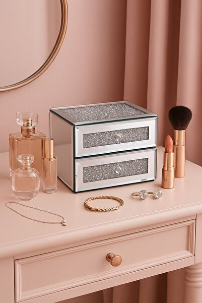 ECASATAL Jewelry Box With Drawers And Silver Stones